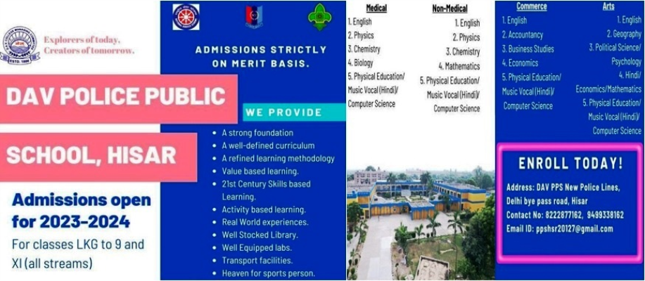 Admissions Open for 2023-24, For LKG to IX & XI {All Strreams}